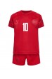 Fotbalové Dres Dánsko Christian Eriksen #10 Dětské Domácí Oblečení MS 2022 Krátký Rukáv (+ trenýrky)